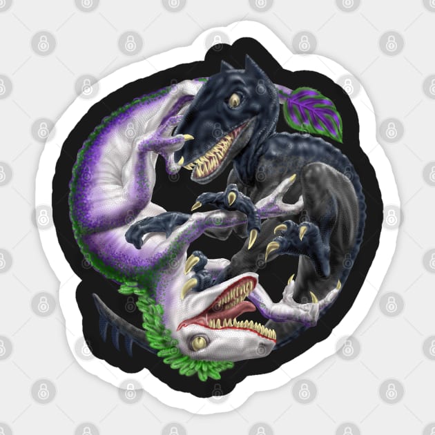 Darklaw vs the Laughing Lizard Sticker by AyotaIllustration